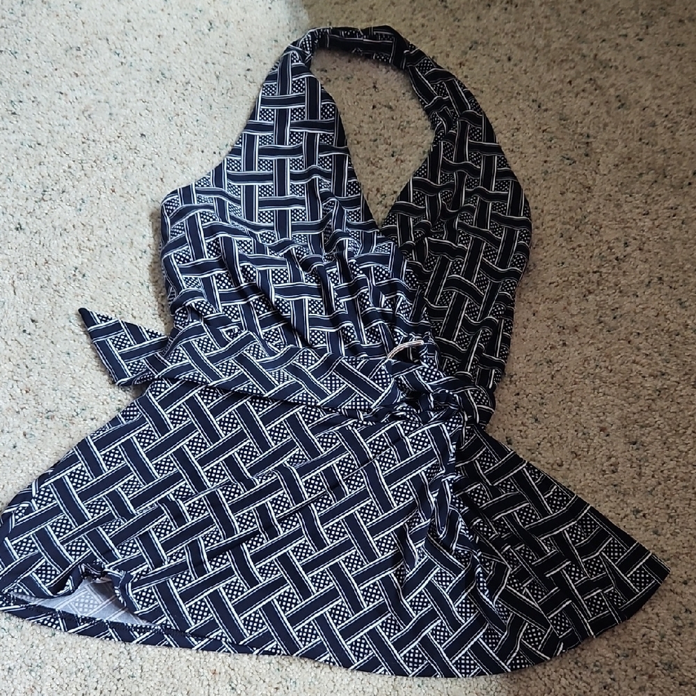 White House Black Market Navy Swim Tankini Top